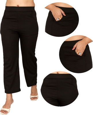 Fashion Bazaar Regular Fit Women Black Trousers