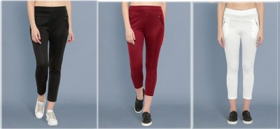 Miraksh Regular Fit Women Black, Maroon, White Trousers