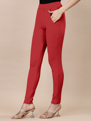 DE TRENDZ Regular Fit Women Red Trousers