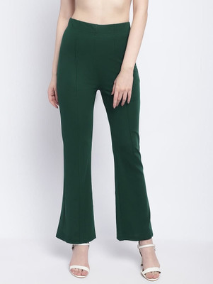 Kanishk Regular Fit Women Dark Green Trousers