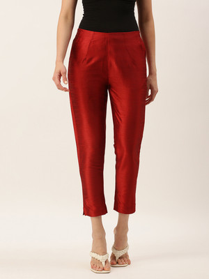 De Moza Regular Fit Women Maroon Trousers