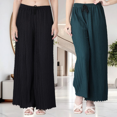 KWSH Regular Fit Women Black, Green Trousers