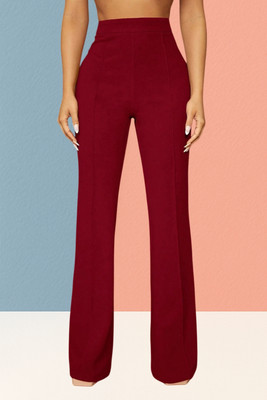 SKD TRENDZ Comfort Fit, Regular Fit Women Maroon Trousers