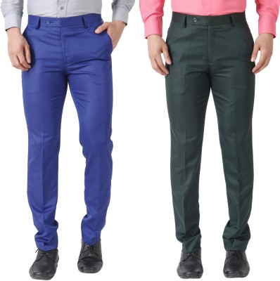 Maleno Slim Fit Men Dark Blue, Dark Green Trousers