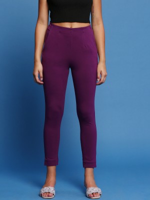 De Moza Slim Fit Women Purple Trousers