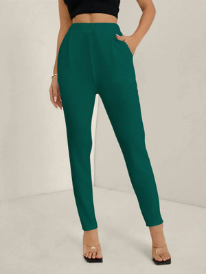 NAVYANKAA Regular Fit Women Dark Green Trousers