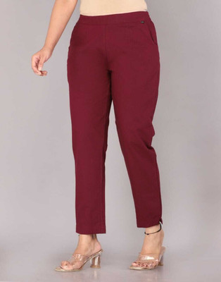 Aviigatt Regular Fit Women Maroon Trousers