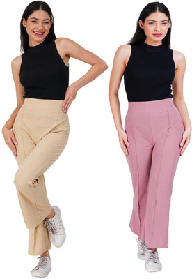 jocker Straight Fit Women Purple, Beige Trousers