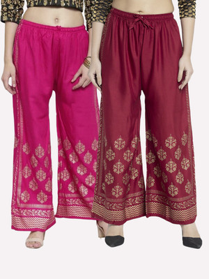 OMAYA Relaxed Women Pink, Maroon Trousers