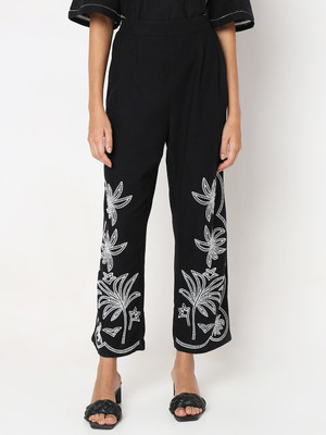 VERO MODA Straight Fit Women Black Trousers