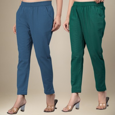 DGSM CRAFT Regular Fit Women Blue, Dark Green Trousers