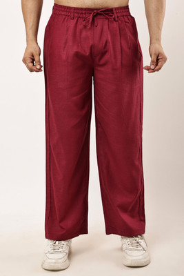 CLOTHINK India Regular Fit Men Maroon Trousers