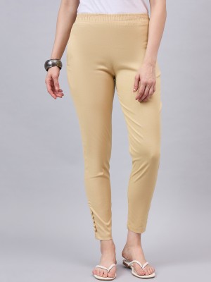 The Pajama Factory Slim Fit Women Beige Trousers