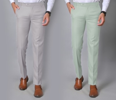 Satystyle Regular Fit Men Grey, Light Green Trousers