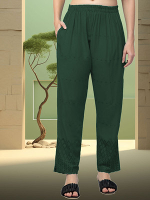 VESTIYAPLUS Relaxed Women Dark Green Trousers