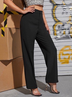 Marc Laurent Regular Fit Women Black Trousers