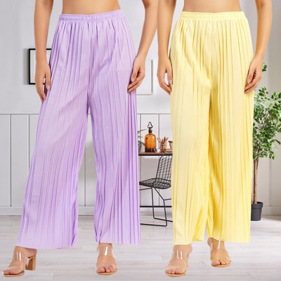 IRHA Regular Fit Women Purple, Yellow Trousers