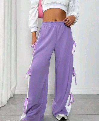 BLOOK SHOP Loose Fit Women Purple Trousers