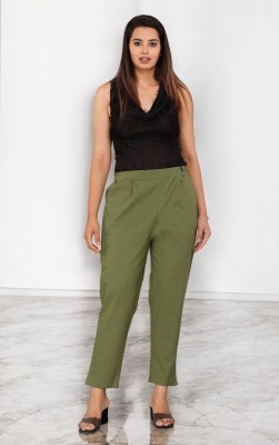 Dlifestyle Slim Fit Women Dark Green Trousers