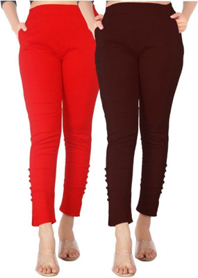 DKD Slim Fit Women Red, Brown Trousers