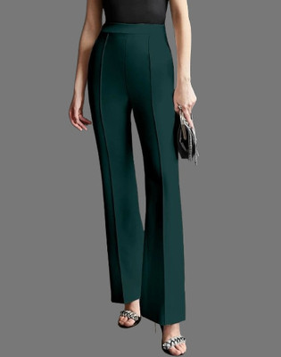 HouseOfCommon Regular Fit Women Dark Green Trousers