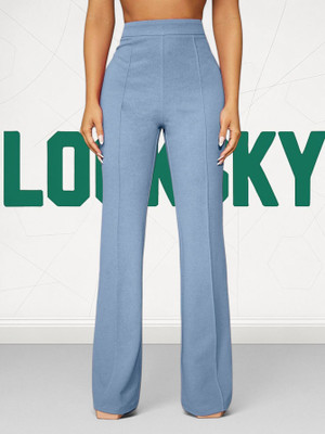 Anitafashion Loose Fit Women Light Blue Trousers