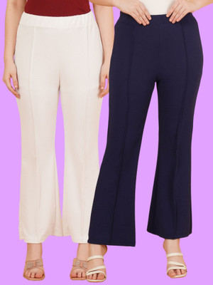 Parona Regular Fit Women White, Blue Trousers