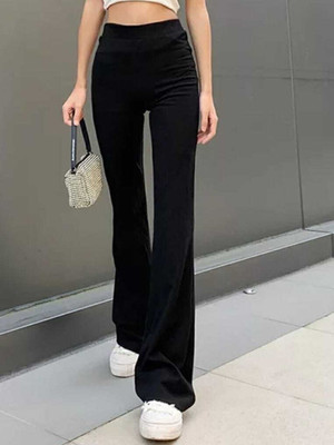 NEXT ONE Flared Women Black Trousers