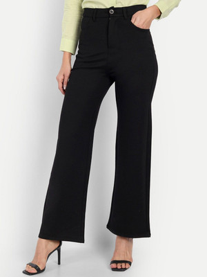 Broadstar Loose Fit Women Black Trousers