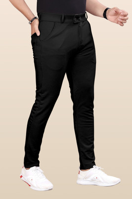GIBBONTE Slim Fit Men Black Trousers