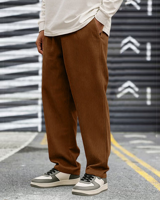 METRONAUT Regular Fit Men Brown Trousers