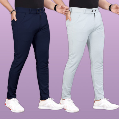 GIBBONTE Slim Fit Men Blue, Grey Trousers