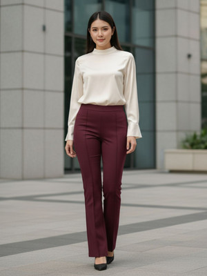 ADDYVERO Flared Women Maroon Trousers