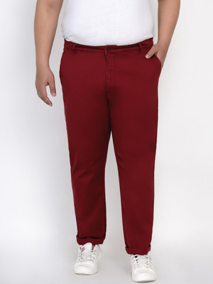 JOHN PRIDE Regular Fit Men Maroon Trousers