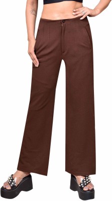 didofido Regular Fit Women Brown Trousers