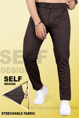 INDICLUB Slim Fit Men Brown Trousers