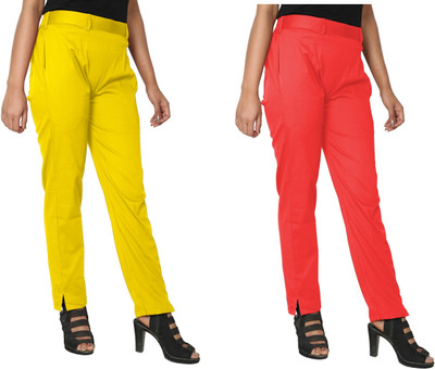 HouseOfCommon Regular Fit Women Red, Yellow Trousers