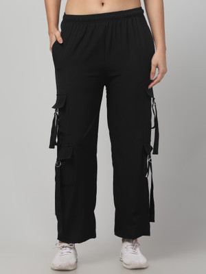 DIAMOND RUBY Solid Women Black Track Pants