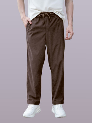 GIBBONTE Solid Men Brown Track Pants