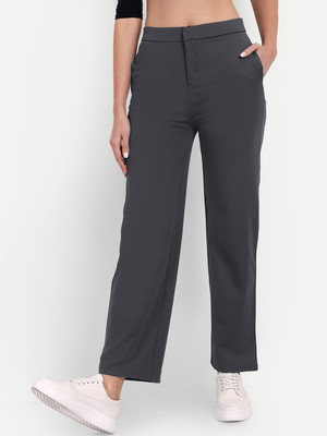 Broadstar Straight Fit Women Grey Trousers