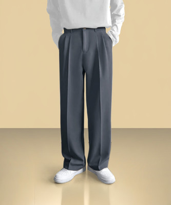 INDICLUB Loose Fit Men Grey Trousers