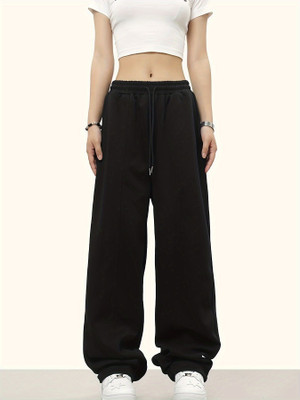 TRUFFLEGUM Loose Fit Women Black Trousers