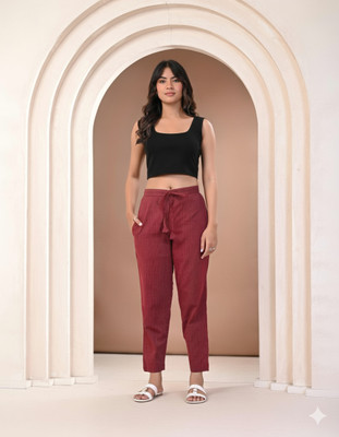 Kannahi Regular Fit Women Maroon Trousers