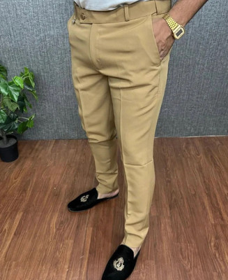Blends Trendz Regular Fit Men Cream Trousers