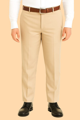 VALENOR Straight Fit Men Cream Trousers