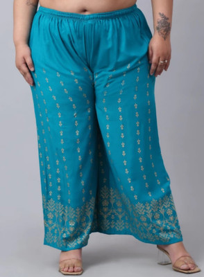 Style Access Regular Fit Women Light Blue, Gold Trousers