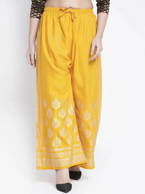 OMAYAA Comfort Fit Women Yellow Trousers