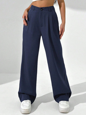 CHEMISTRY Comfort Fit Women Dark Blue Trousers