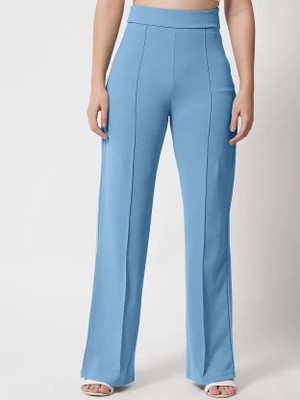 OOWL Regular Fit Women Blue Trousers