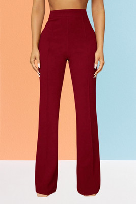 SKD TRENDZ Comfort Fit, Regular Fit Women Maroon Trousers